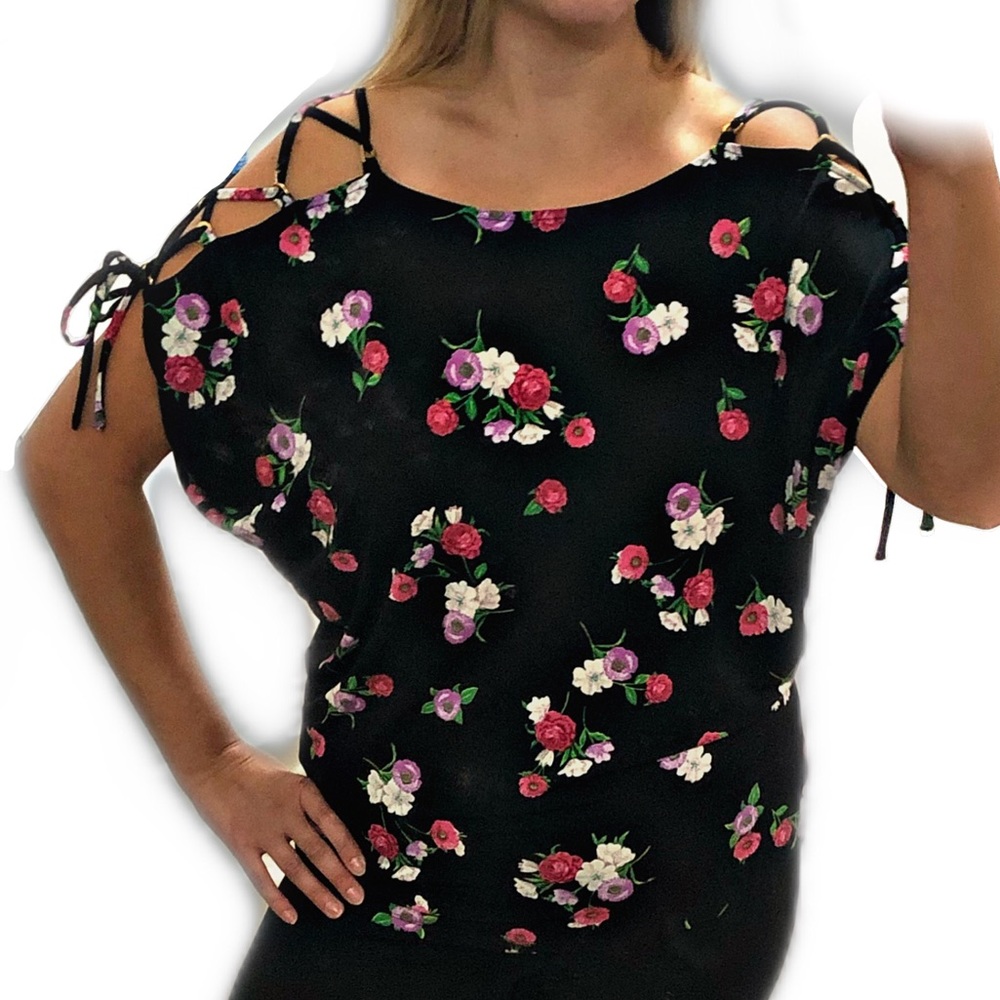 EXPRESS Black Floral Blouse